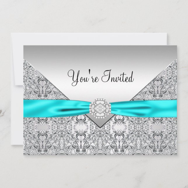 Invitation Turquoise Bleu Toutes les occasions Modèle d'invit (Devant)