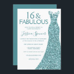 Invitation Turquoise bleu vert Parties scintillant robe sucré<br><div class="desc">Turquoise Blue Green Parties scintillant Robe Sweet 16 Party Invitation Variations à l'invitation et articles correspondants dans notre magasin</div>