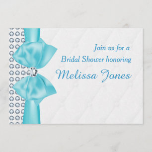 Invitation turquoise bleue de partie de Bling de