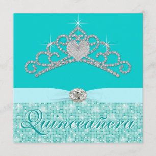 Invitation Turquoise Blue Diamond Tiara Turquoise Blue Quince