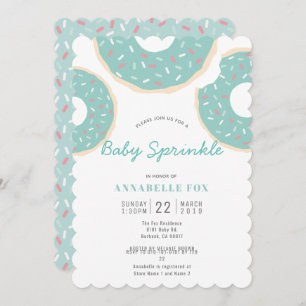 Invitation Turquoise Blue Donut Baby Sprinkle Douche