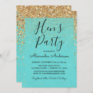 Invitation Turquoise Blue Girly Parties scintillant Sparkle H