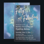 Invitation Turquoise & Blue Gold Parties scintillant Moderne<br><div class="desc">Ce design s'adresse à la nouvelle génération de 50 ans dont le style est un peu plus décontracté et un peu plus artistique que certains des Big Five 0 traditionnels. Les mots "Fifty and Fabulous" ont été rendus dans une police manuscrite moderne et décontractée, et une ombre audacieuse a été...</div>