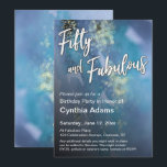 Invitation Turquoise & Blue Gold Parties scintillant Moderne<br><div class="desc">Ce design s'adresse à la nouvelle génération de 50 ans dont le style est un peu plus décontracté et un peu plus artistique que certains des Big Five 0 traditionnels. Les mots "Fifty and Fabulous" ont été rendus dans une police manuscrite moderne et décontractée, et une ombre audacieuse a été...</div>