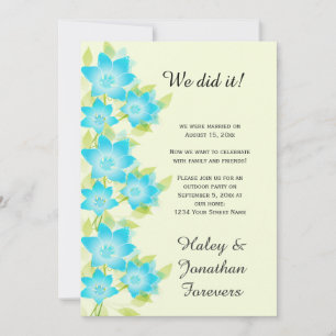 Invitation Turquoise Blue Green Floral Réception Extérieure U