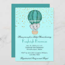 Turquoise Blue Hot Air Balloon Baby Boy Elephant D