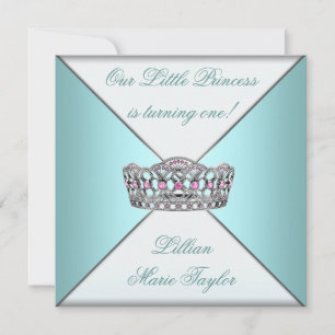 Invitation Turquoise Blue Tiara Princess