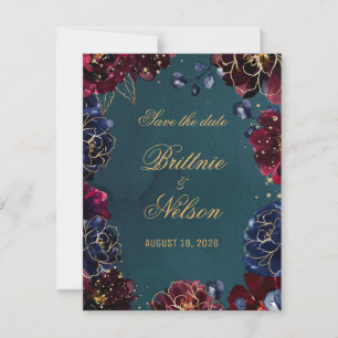 Invitation Turquoise Bordeaux Sapphire Joyaux Tons Enregistre