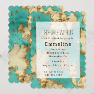 Invitation Turquoise Brown Cowgirl Western