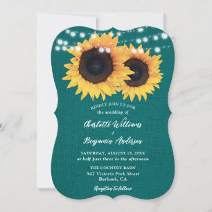 Invitation Turquoise Burlap String Lights Mariage de tourneso