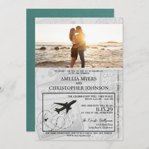 Invitation Turquoise California Passport Mariage