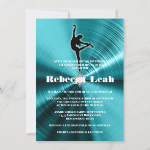 Invitation Turquoise Dance Danser Bat mitzvah