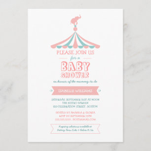 Invitation turquoise de baby shower de rose de