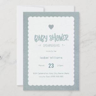 Invitation turquoise de baby shower de toile de