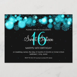 Invitation Turquoise de fête d'anniversaire de sweet sixteen