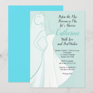 Invitation turquoise de Fête de la mariée de robe