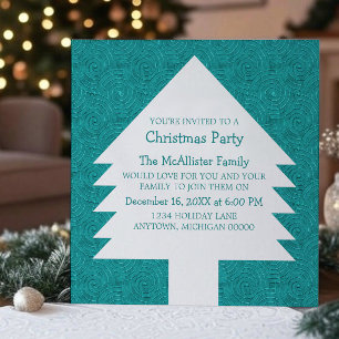 Invitation turquoise de la fête de l'arbre de Noël