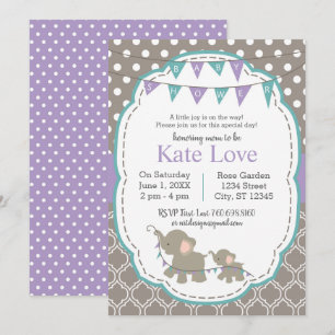 Invitation Turquoise de la lavande Baby shower élé