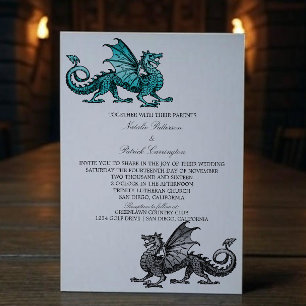 Invitation turquoise de mariage pour dragon d'arge