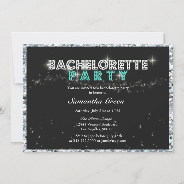 Invitation turquoise de partie de Bachelorette de (Devant)