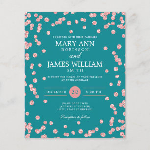 Invitation Turquoise de Parties scintillant Rose d
