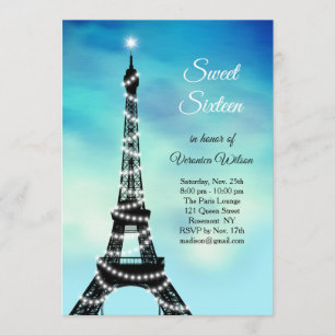 Invitation Turquoise de scintillement de sweet sixteen de
