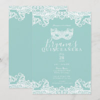 Turquoise Dentelle de Bal Masqué 15e Quinceañera