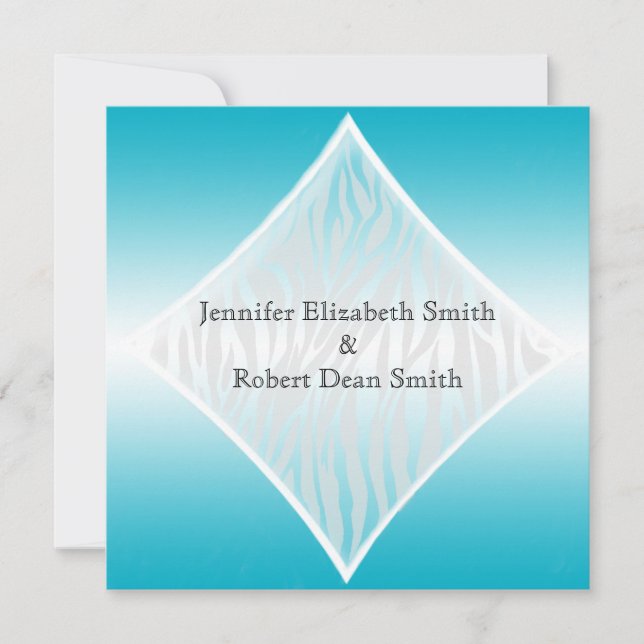 Invitation turquoise et blanche de noces de (Devant)