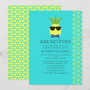 Invitation Turquoise et citron tropical Bar Mitzvah d'été