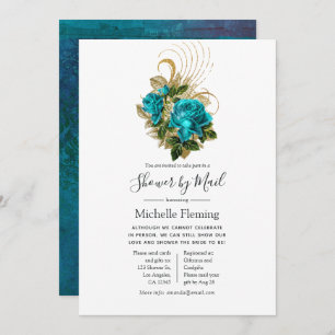 Invitation Turquoise et Gold Baby ou Fête des mariées par cou