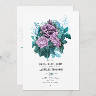 Invitation Turquoise et Lavender Floral Bachelorette Party