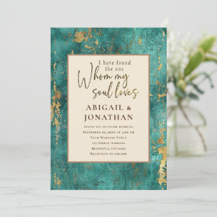 Invitation Turquoise et or Tones Bible Verse Mariage chrétien