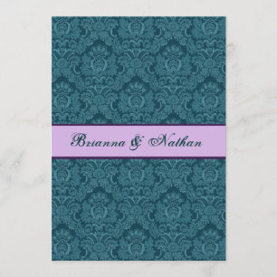 Invitation TURQUOISE et PURPLE Mariage damassé