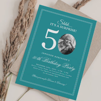 Invitation Turquoise | Fête d'anniversaire surprise 50 ans