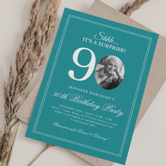 Invitation Turquoise | Fête surprise pour 90 ans