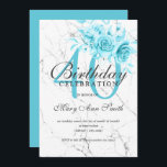 Invitation Turquoise Floral 40e anniversaire de fête Marbre I<br><div class="desc">Elégante fête d'anniversaire 40e Turquoise Floral Marble modèle d'invitation. Doté d'un arrangement floral moderne.</div>