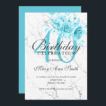 Invitation Turquoise Floral 40e anniversaire de fête Marbre I<br><div class="desc">Elégante fête d'anniversaire 40e Turquoise Floral Marble modèle d'invitation. Doté d'un arrangement floral moderne.</div>