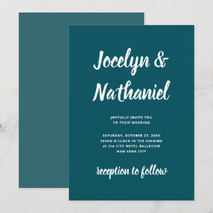 Invitation Turquoise foncé   Script simple et moderne