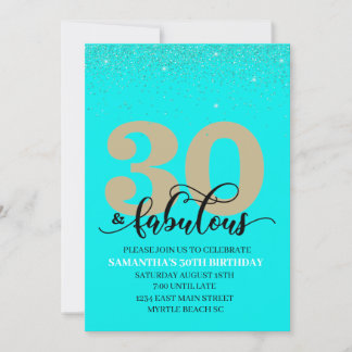 Invitation Turquoise Gold 30 et fabuleuse fête d'anniversaire