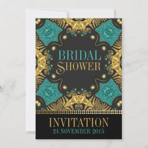 Invitation Turquoise+Gold Bohemian Bridal Showinvite