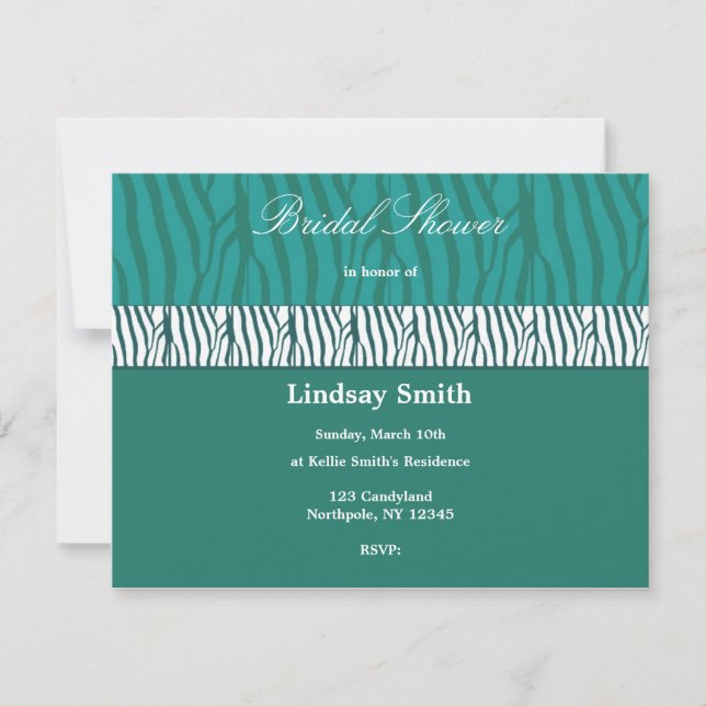 Invitation turquoise Green Bridal Shower (Devant)