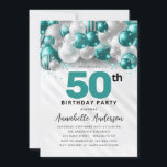 Invitation Turquoise Green Silver Balloon Parties scintillant<br><div class="desc">Glam Turquoise Vert Ballons d'argent Parties scintillant étinceler n'importe quel âge Anniversaire Invitation</div>