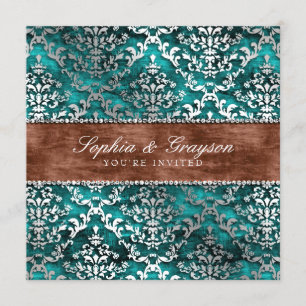 Invitation Turquoise impérial Glimmer Mariage dama