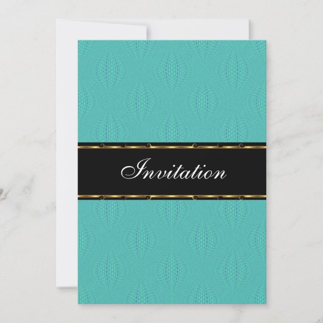 Invitation Turquoise Lanterns Gold Black Anniversaire (Devant)