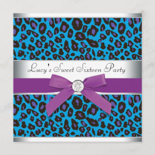Invitation Turquoise Leopard Sweet 16