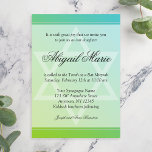Invitation Turquoise Lime Green Star de David Bat mitzvah<br><div class="desc">Une invitation moderne turquoise bleu et vert citron Bat mitzvah. Cette unique invitation Bat mitzvah comprend une police de script formelle,  Star of David et turquoise vert ombre arrière - plan.</div>