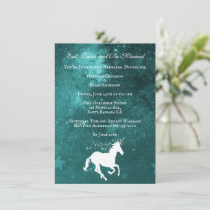 Invitation Turquoise Mariage de la licorne Dîner de répétitio