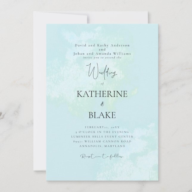 Invitation Turquoise Mariage moderne Les deux parents (Devant)