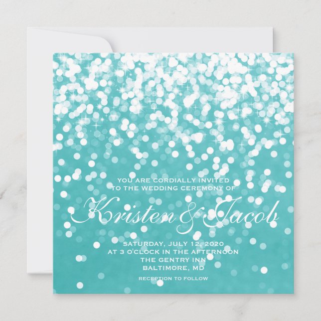 Invitation - Turquoise Mariage pétillant (Devant)