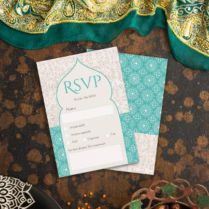 Invitation Turquoise marocain floral mariage rsvp